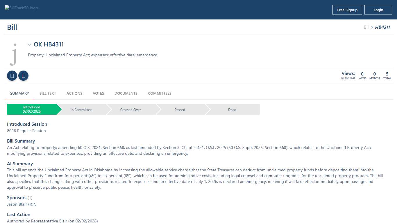 OK HB4311 BillTrack50